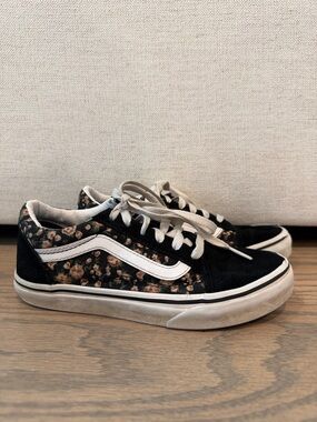 Vans Old Skool Rose Dreams Black Floral Skate Sneakers - size 2.5